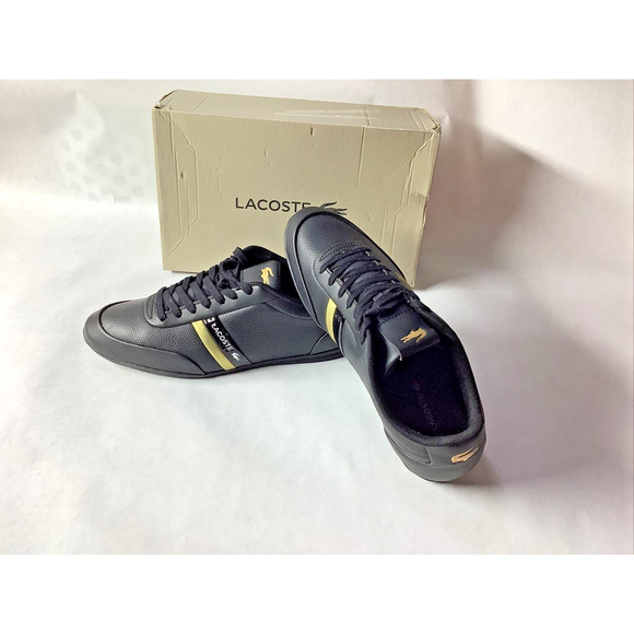 Excellent Condition Lacoste Shoes Storda Classy Classic Black & Gold 8.5 w/Box - Picture 1 of 10